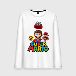 Лонгслив хлопковый мужской Super Mario, цвет: белый