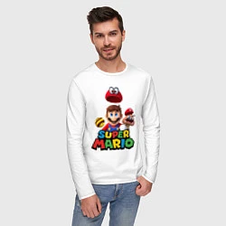 Лонгслив хлопковый мужской Super Mario, цвет: белый — фото 2