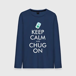 Лонгслив хлопковый мужской Keep Calm & Chug on, цвет: тёмно-синий