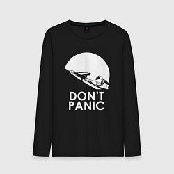 Лонгслив хлопковый мужской Elon: Don't Panic, цвет: черный