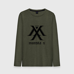 Лонгслив хлопковый мужской Monsta X цвета меланж-хаки — фото 1