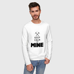 Лонгслив хлопковый мужской Keep Calm & Mine, цвет: белый — фото 2