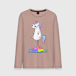 Лонгслив хлопковый мужской Взлет единорога, цвет: пыльно-розовый