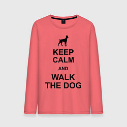 Лонгслив хлопковый мужской Keep Calm & Walk the dog, цвет: коралловый