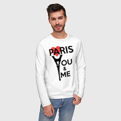 Лонгслив хлопковый мужской Paris: You & me, цвет: белый — фото 2