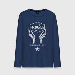 Лонгслив хлопковый мужской Fragile Express цвета тёмно-синий — фото 1
