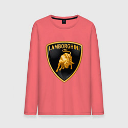 Лонгслив хлопковый мужской Lamborghini logo, цвет: коралловый