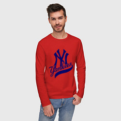 Лонгслив хлопковый мужской NY - Yankees, цвет: красный — фото 2