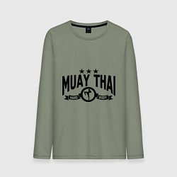 Лонгслив хлопковый мужской Muay thai boxing, цвет: авокадо