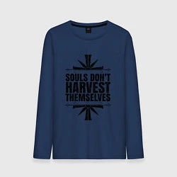 Лонгслив хлопковый мужской Harvest Themselves, цвет: тёмно-синий