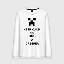 Лонгслив хлопковый мужской Keep Calm & Hug A Creeper, цвет: белый
