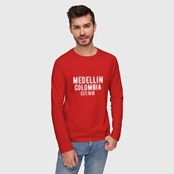 Лонгслив хлопковый мужской Medellin est. 1616, цвет: красный — фото 2