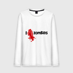 Лонгслив хлопковый мужской I love zombies, цвет: белый