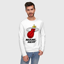 Лонгслив хлопковый мужской Miami Heat-logo, цвет: белый — фото 2