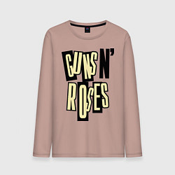Лонгслив хлопковый мужской Guns n Roses: cream, цвет: пыльно-розовый