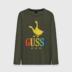 Лонгслив хлопковый мужской GUSSI Rainbow цвета меланж-хаки — фото 1