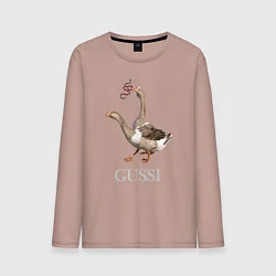 Лонгслив хлопковый мужской GUSSI eat GUCCI, цвет: пыльно-розовый