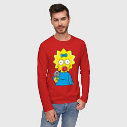 Лонгслив хлопковый мужской Мэгги с револьвером, цвет: красный — фото 2