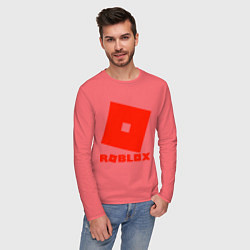 Лонгслив хлопковый мужской Roblox Logo, цвет: коралловый — фото 2