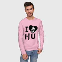 Лонгслив хлопковый мужской I love HU, цвет: светло-розовый — фото 2