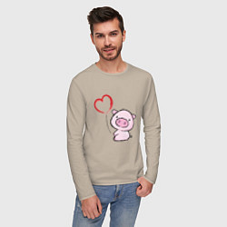 Лонгслив хлопковый мужской Pig Love, цвет: миндальный — фото 2