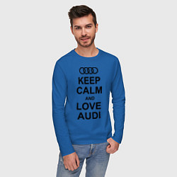 Лонгслив хлопковый мужской Keep Calm & Love Audi цвета синий — фото 2