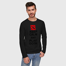 Лонгслив хлопковый мужской Keep Calm & Play Dota, цвет: черный — фото 2