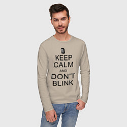 Лонгслив хлопковый мужской Keep Calm & Don't Blink, цвет: миндальный — фото 2