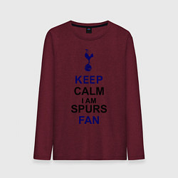 Лонгслив хлопковый мужской Keep Calm & Spurs fan цвета меланж-бордовый — фото 1