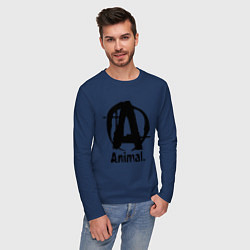 Лонгслив хлопковый мужской Animal Logo, цвет: тёмно-синий — фото 2