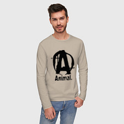 Лонгслив хлопковый мужской Animal Logo, цвет: миндальный — фото 2