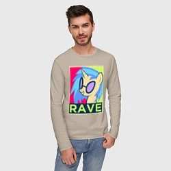 Лонгслив хлопковый мужской DJ Pon-3 RAVE, цвет: миндальный — фото 2