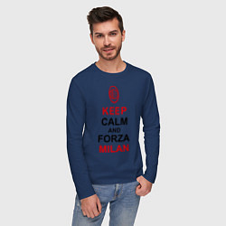 Лонгслив хлопковый мужской Keep Calm & Forza Milan, цвет: тёмно-синий — фото 2