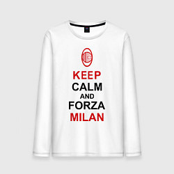 Лонгслив хлопковый мужской Keep Calm & Forza Milan, цвет: белый