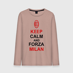 Лонгслив хлопковый мужской Keep Calm & Forza Milan, цвет: пыльно-розовый