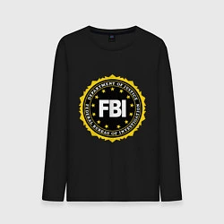 Лонгслив хлопковый мужской FBI Departament, цвет: черный