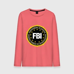Лонгслив хлопковый мужской FBI Departament, цвет: коралловый