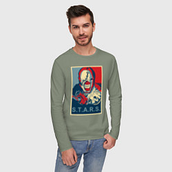 Лонгслив хлопковый мужской STARS, цвет: авокадо — фото 2