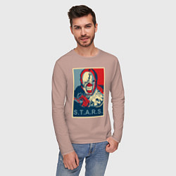 Лонгслив хлопковый мужской STARS, цвет: пыльно-розовый — фото 2