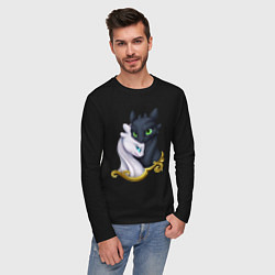 Лонгслив хлопковый мужской Дневная и ночная фурия, цвет: черный — фото 2