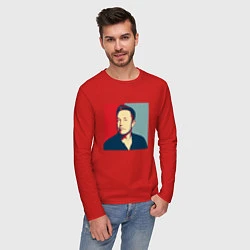 Лонгслив хлопковый мужской Elon Musk: Portrait, цвет: красный — фото 2