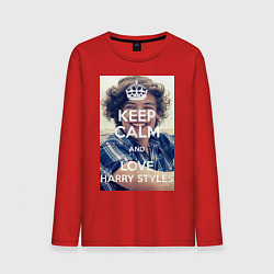 Лонгслив хлопковый мужской Keep Calm & Love Harry Styles, цвет: красный