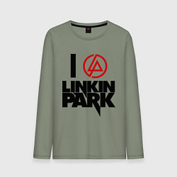 Лонгслив хлопковый мужской I love Linkin Park, цвет: авокадо