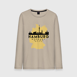 Лонгслив хлопковый мужской Гамбург - Германия, цвет: миндальный