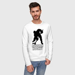 Лонгслив хлопковый мужской Russian Black Hockey, цвет: белый — фото 2