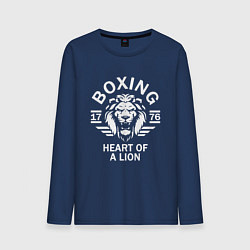 Лонгслив хлопковый мужской Бокс - сердце льва, цвет: тёмно-синий
