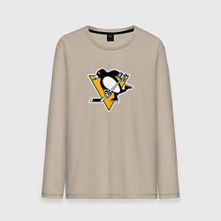 Лонгслив хлопковый мужской Pittsburgh Penguins: Evgeni Malkin, цвет: миндальный
