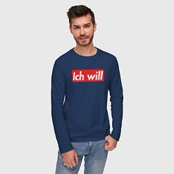 Лонгслив хлопковый мужской Ich will, цвет: тёмно-синий — фото 2