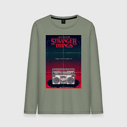 Лонгслив хлопковый мужской Название и магнитофон, цвет: авокадо