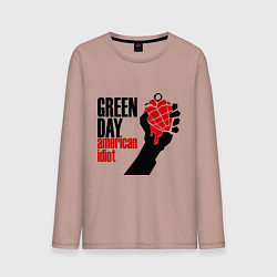 Лонгслив хлопковый мужской Green Day: American idiot, цвет: пыльно-розовый